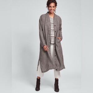 Flax Chosen Duster Cocoa Panama Color Textured Jacket, Size L